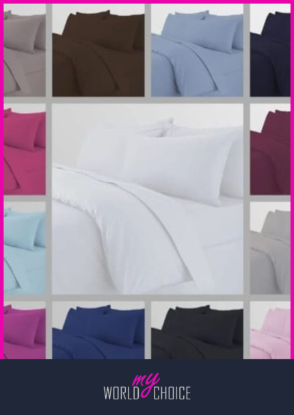 Luxury Premium Soft Plain Dyed 100% Polycotton Flat Fitted Bedding Sheets